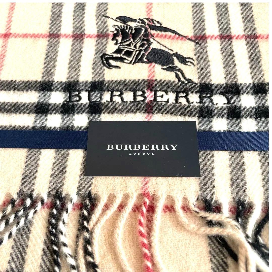 亀井様新品未使用】BURBERRY ロゴ刺繍 ウールひざ掛け ブランケット