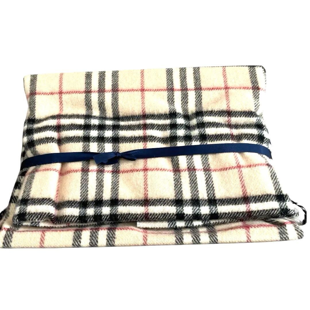 亀井様新品未使用】BURBERRY ロゴ刺繍 ウールひざ掛け ブランケット
