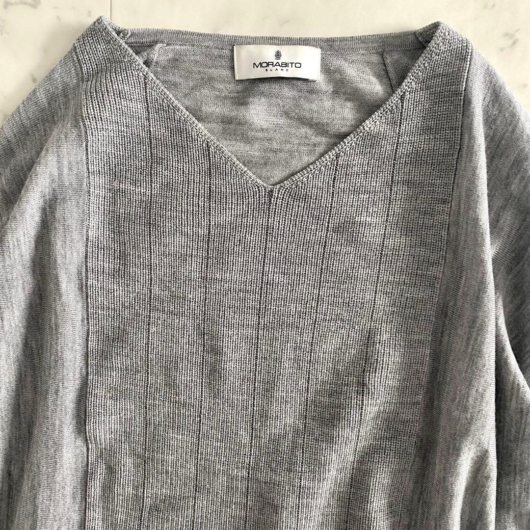 美品 モラビト MORABITO モニーレデザイン Vネックウールニット 40
