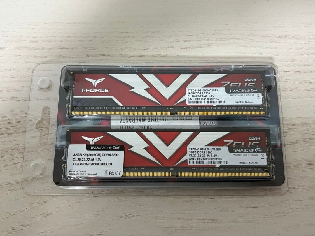 Team ZEUS DDR4 メモリ DDR4-3200 16GBx2枚