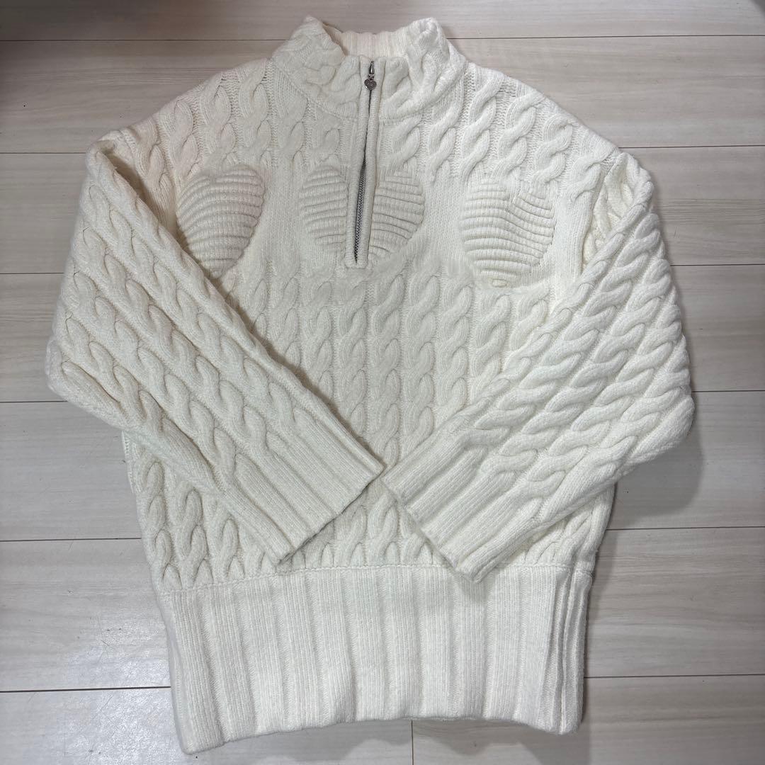 ら*！様 andmary Heart loose knit white