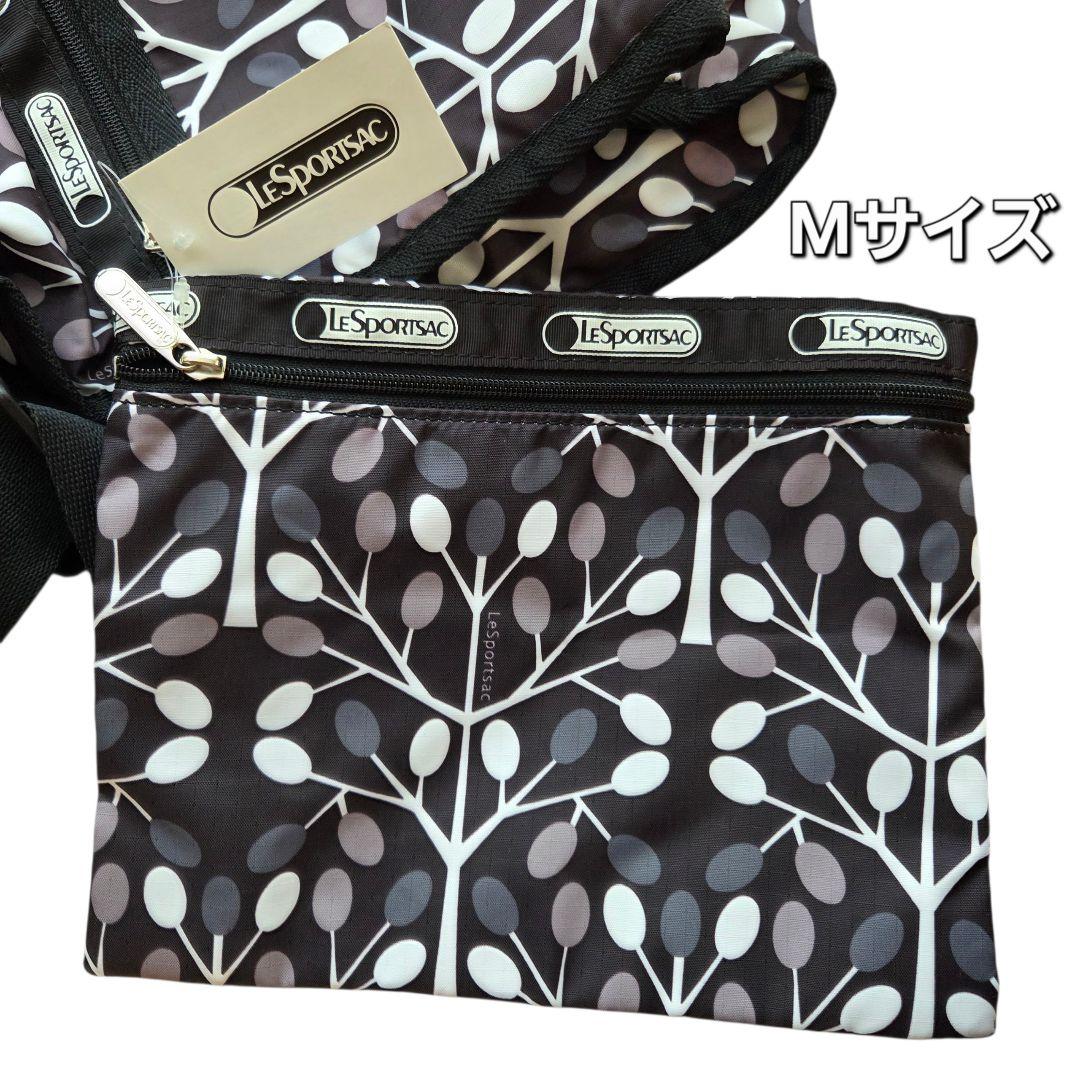 【新品タグ付】レスポートサック　北欧風　植物　木　ボストンバック　M　Ｌ　黒