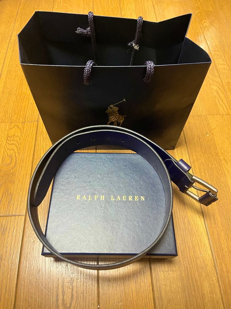Ralph Lauren ネイビー レザーベルト