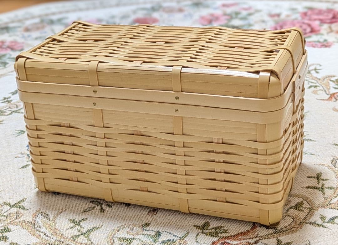 おしろ角物店　竹製 蓋付きバスケット（マスクケース）