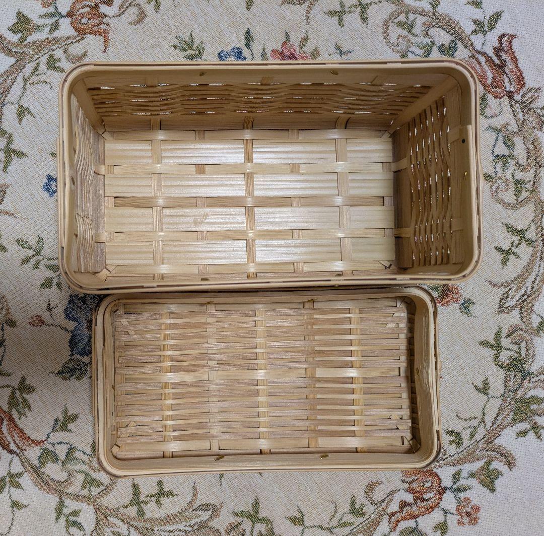 おしろ角物店　竹製 蓋付きバスケット（マスクケース）