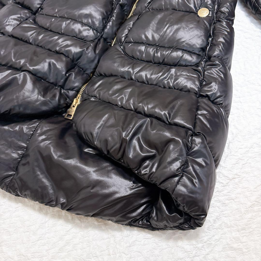 超軽量✨HERNO フォックスファー　ダウンコート　ブラック　黒　金ボタン　ロゴ