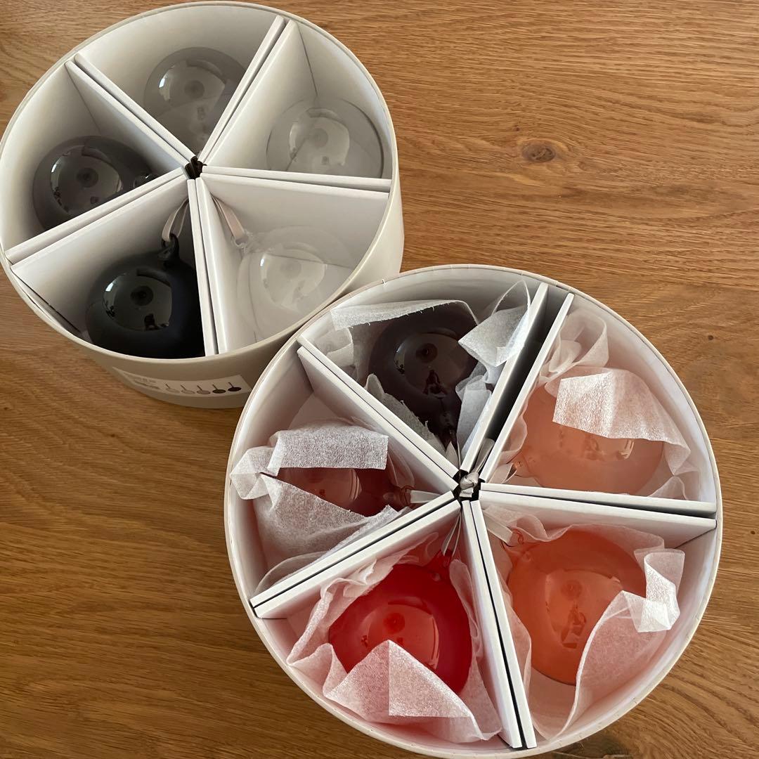  ガラスボール オーナメント グレー レッド