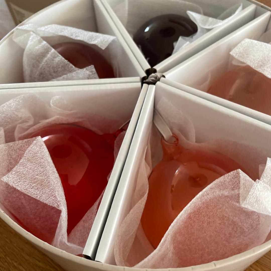  ガラスボール オーナメント グレー レッド