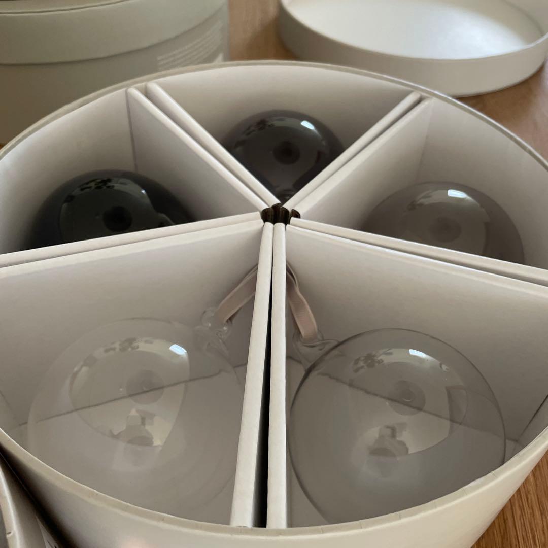  ガラスボール オーナメント グレー レッド