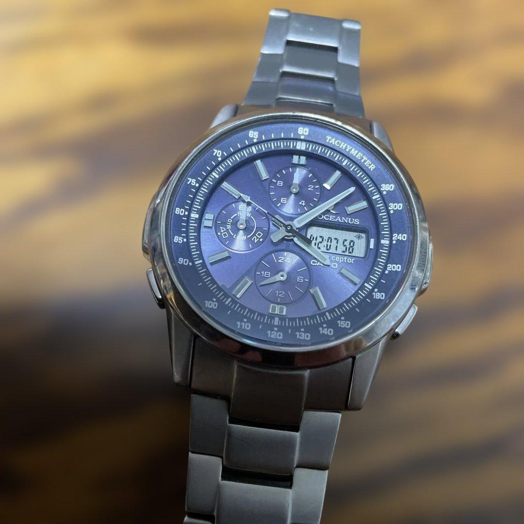 【稼働品】CASIO Oceanus クロノグラフ ソーラー電池