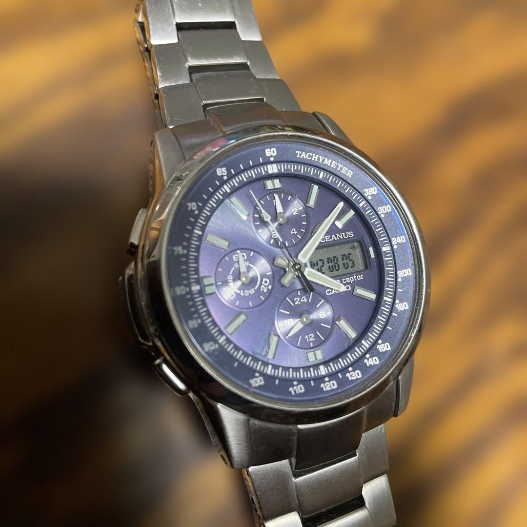 【稼働品】CASIO Oceanus クロノグラフ ソーラー電池