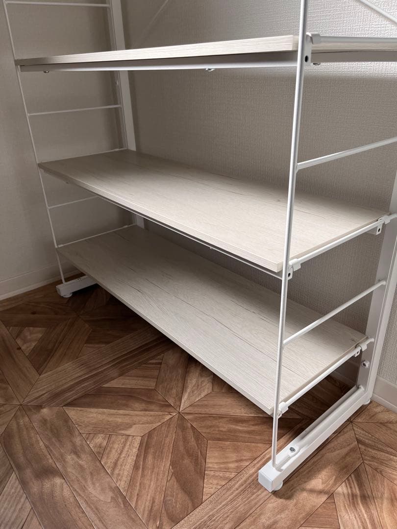 ニトリ　突っ張り壁面収納Nポルダ幅80cm ホワイトウォッシュ