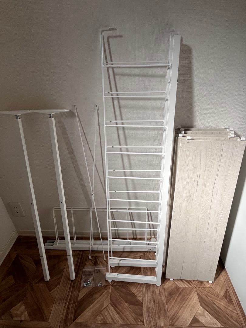 ニトリ　突っ張り壁面収納Nポルダ幅80cm ホワイトウォッシュ