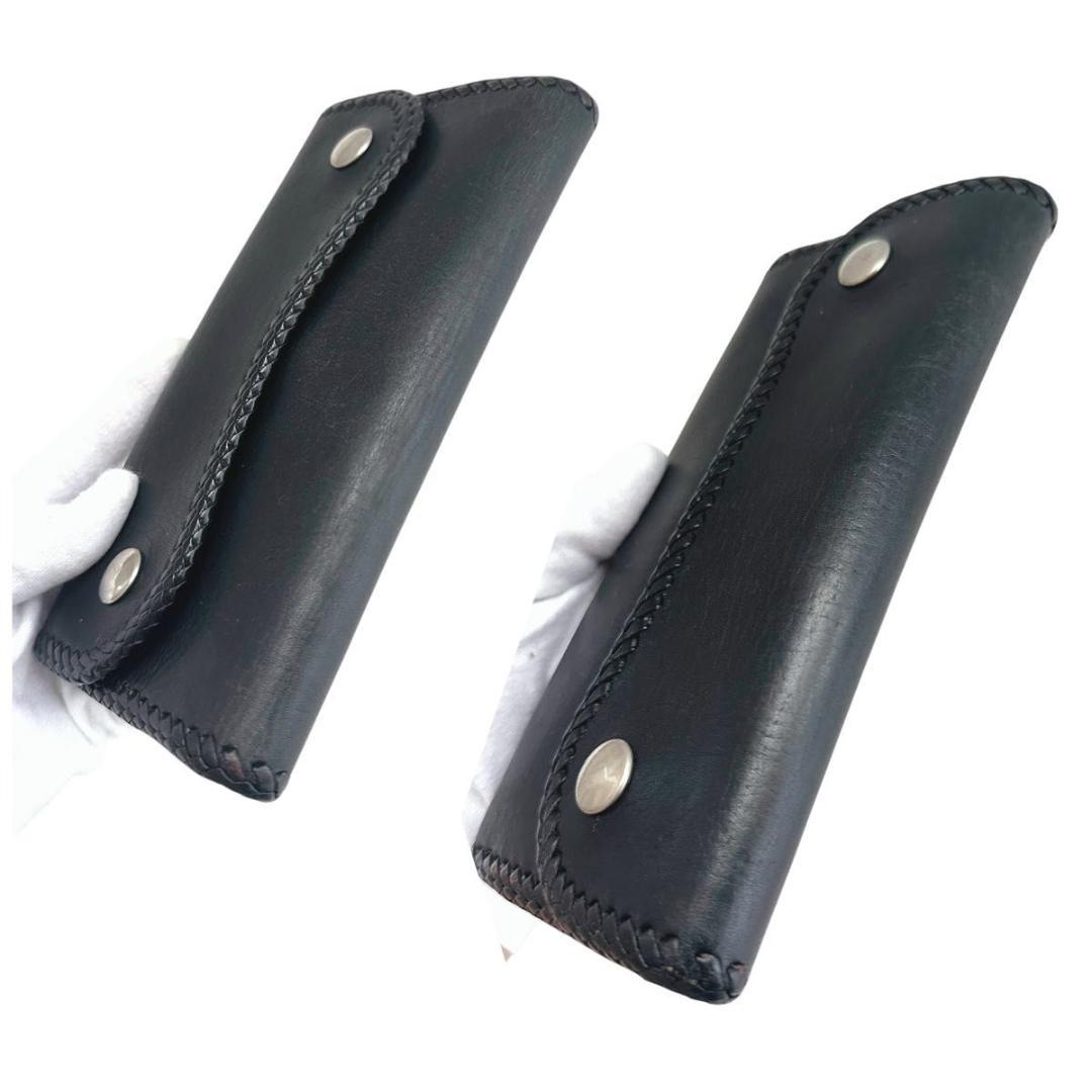 SAAD レザー　三つ折り　長財布　ブラック　黒　メンズ　BLK サード　本革