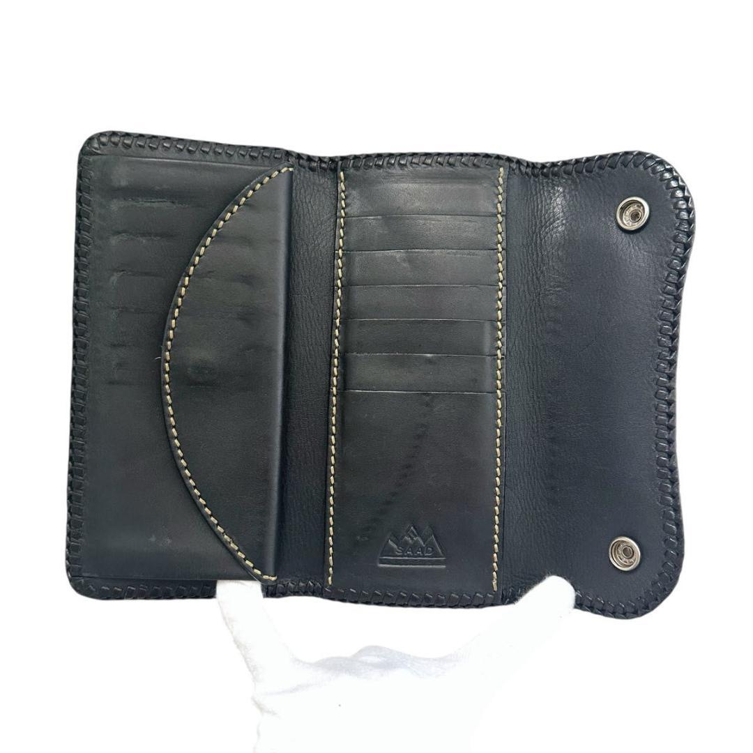 SAAD レザー　三つ折り　長財布　ブラック　黒　メンズ　BLK サード　本革