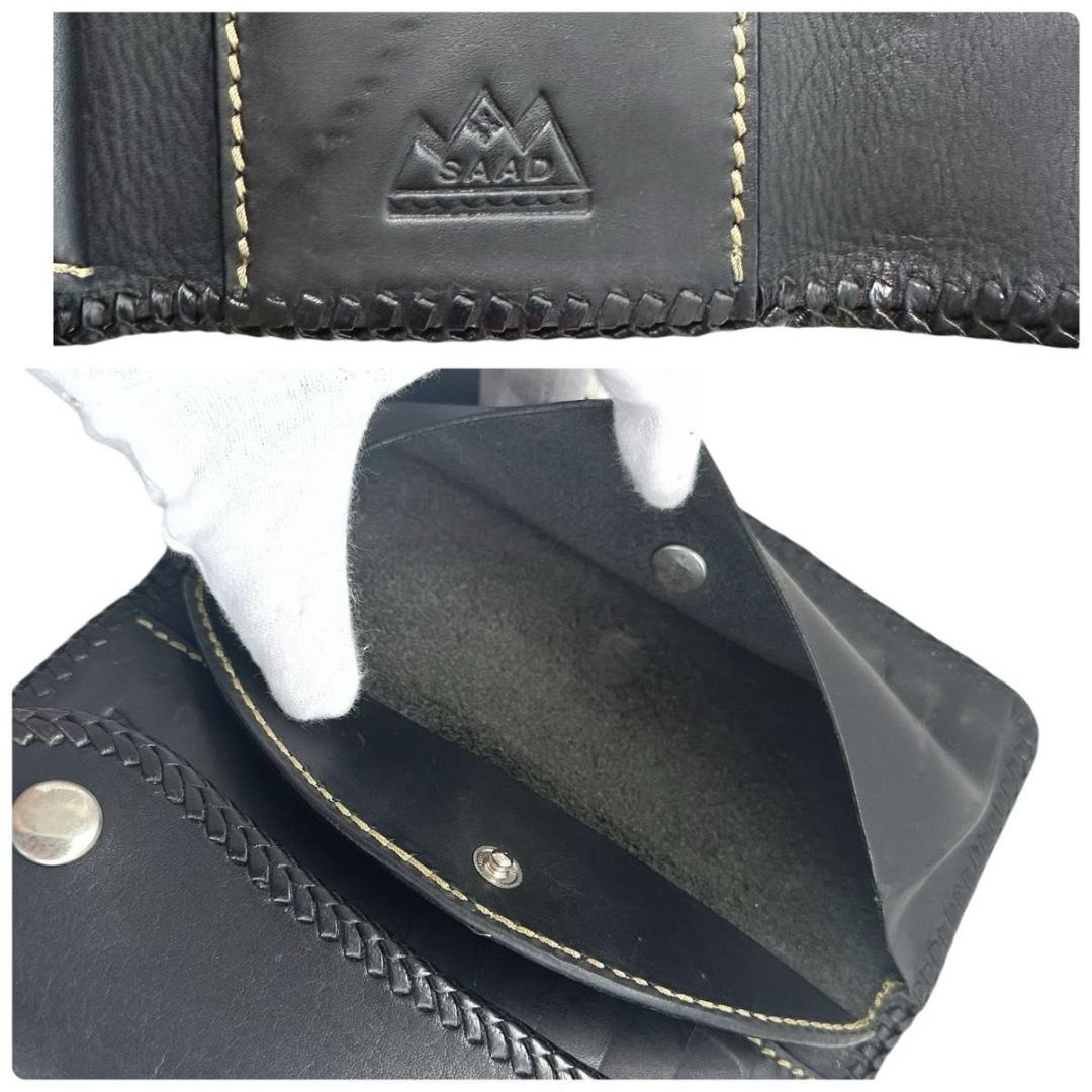 SAAD レザー　三つ折り　長財布　ブラック　黒　メンズ　BLK サード　本革