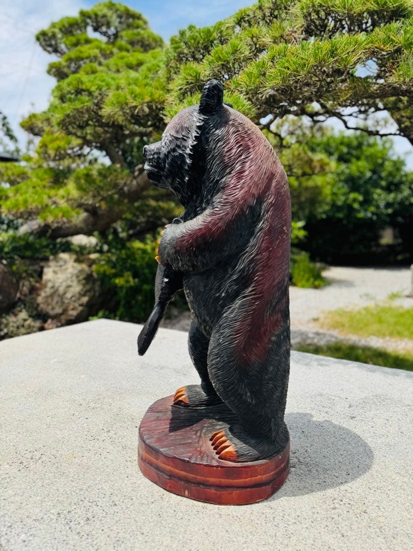 特大サイズ　高さ87cm　臨場感あふれる木彫りの熊(立像、置物、ディスプレイ)