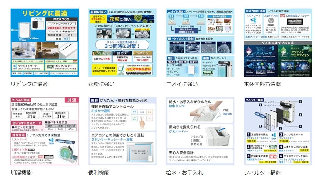 DAIKIN ダイキン 加湿器ストリーマ空気清浄機 ACK70X-W