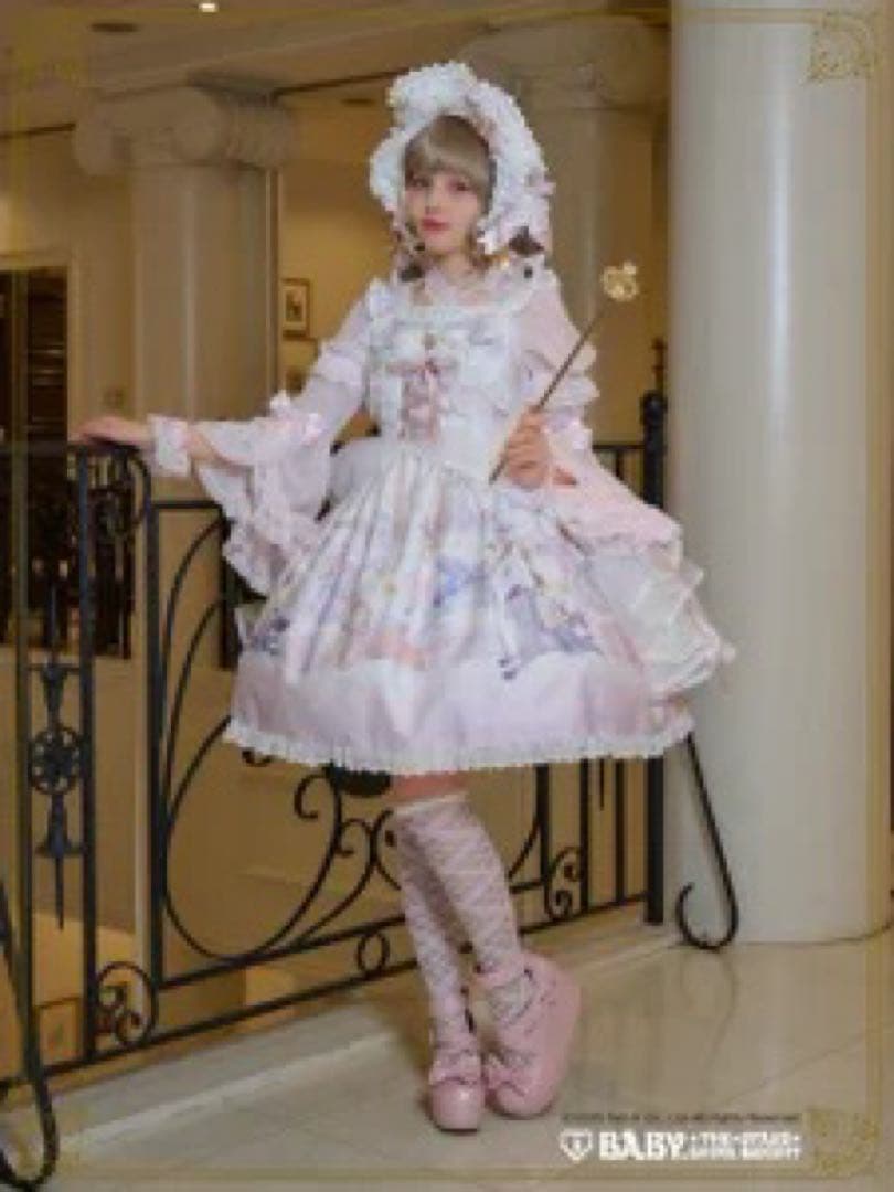 BABY スピカと面影星座の子柄 ジャンパスカート　ボンネット