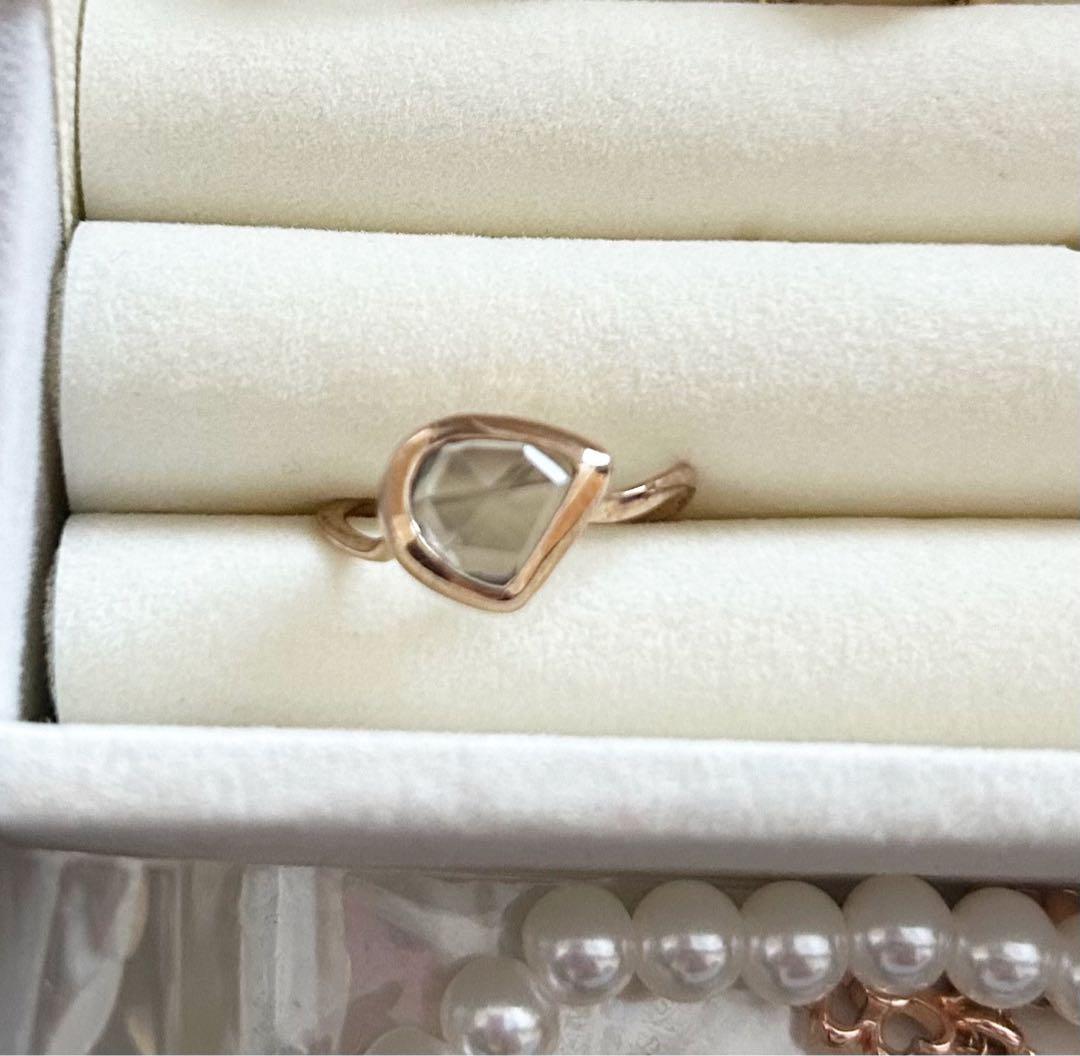 ete　K10 フローライト　クォーツ　水晶　リング　７号