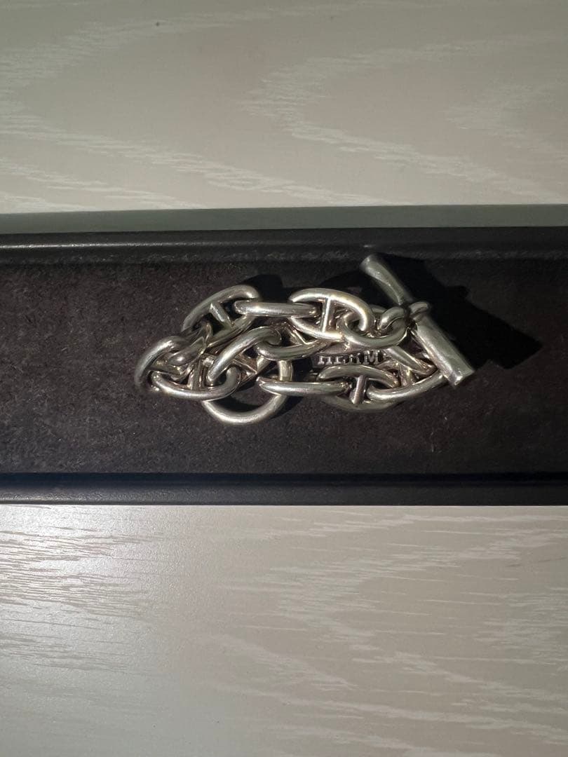 HERMES シルバーチェーンブレスレットGM13コマ