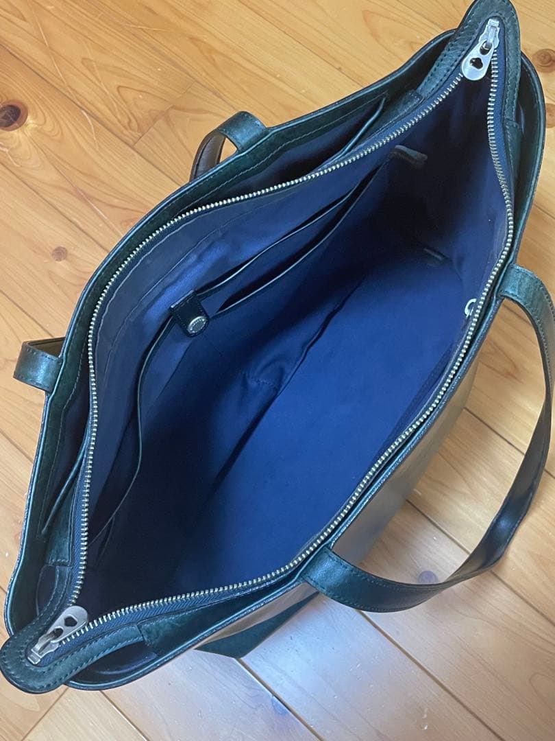 エルゴポック トートバッグ レザー ネイビー グリーン A4 HERGOPOCH