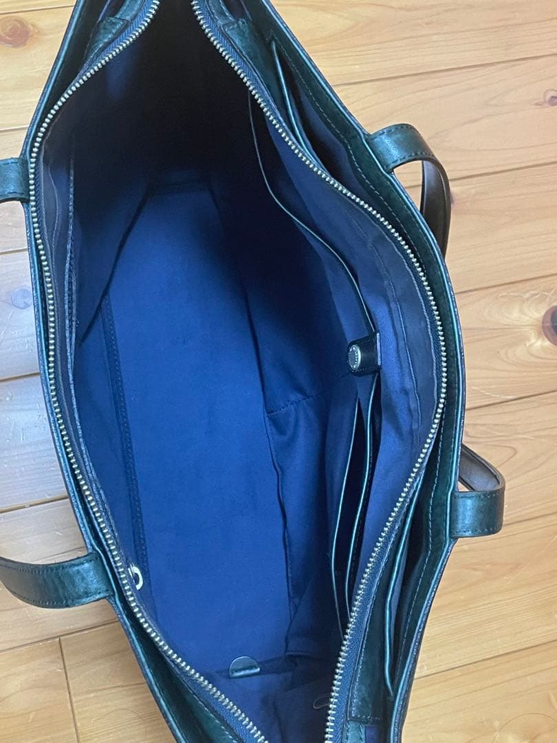 エルゴポック トートバッグ レザー ネイビー グリーン A4 HERGOPOCH