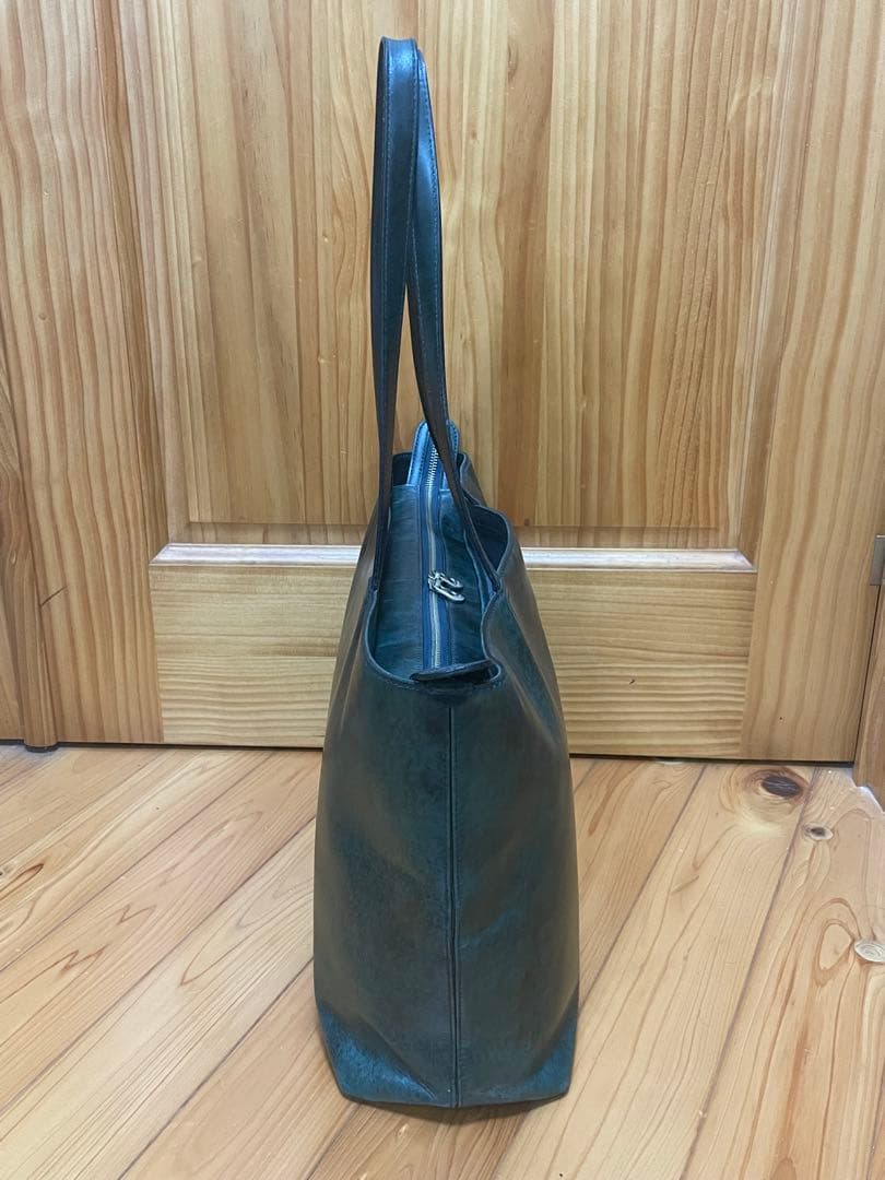 エルゴポック トートバッグ レザー ネイビー グリーン A4 HERGOPOCH