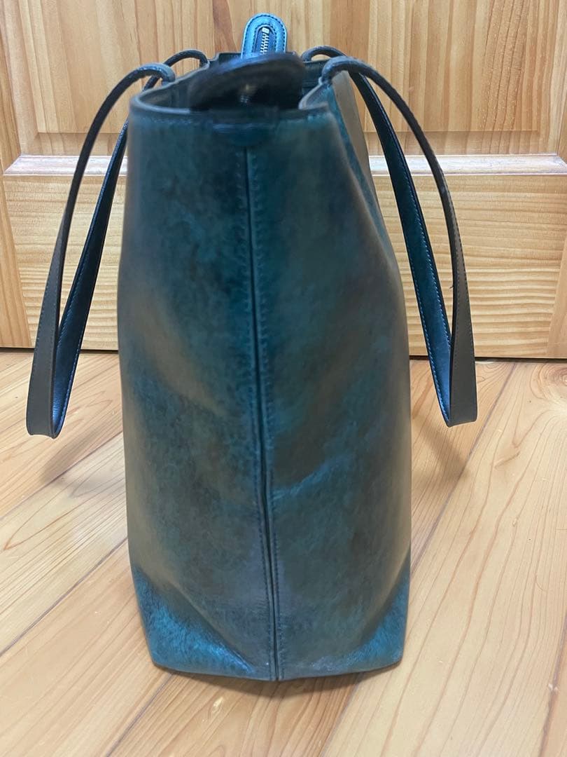 エルゴポック トートバッグ レザー ネイビー グリーン A4 HERGOPOCH