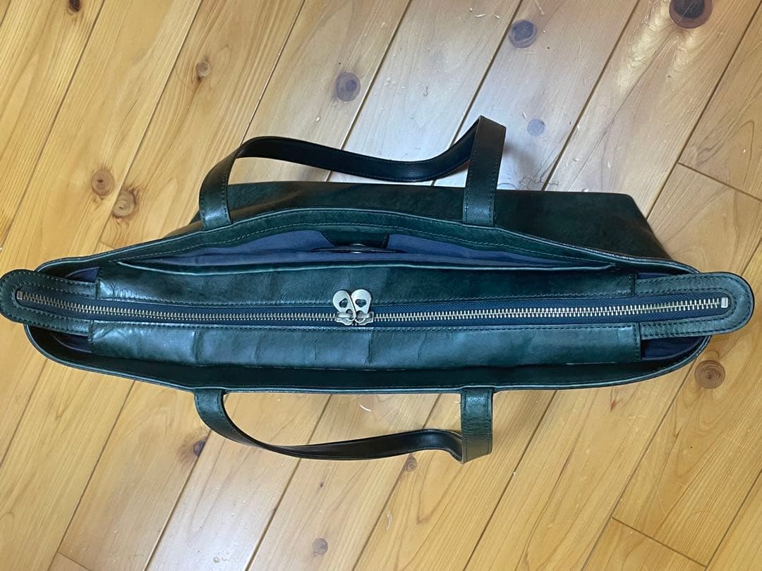 エルゴポック トートバッグ レザー ネイビー グリーン A4 HERGOPOCH