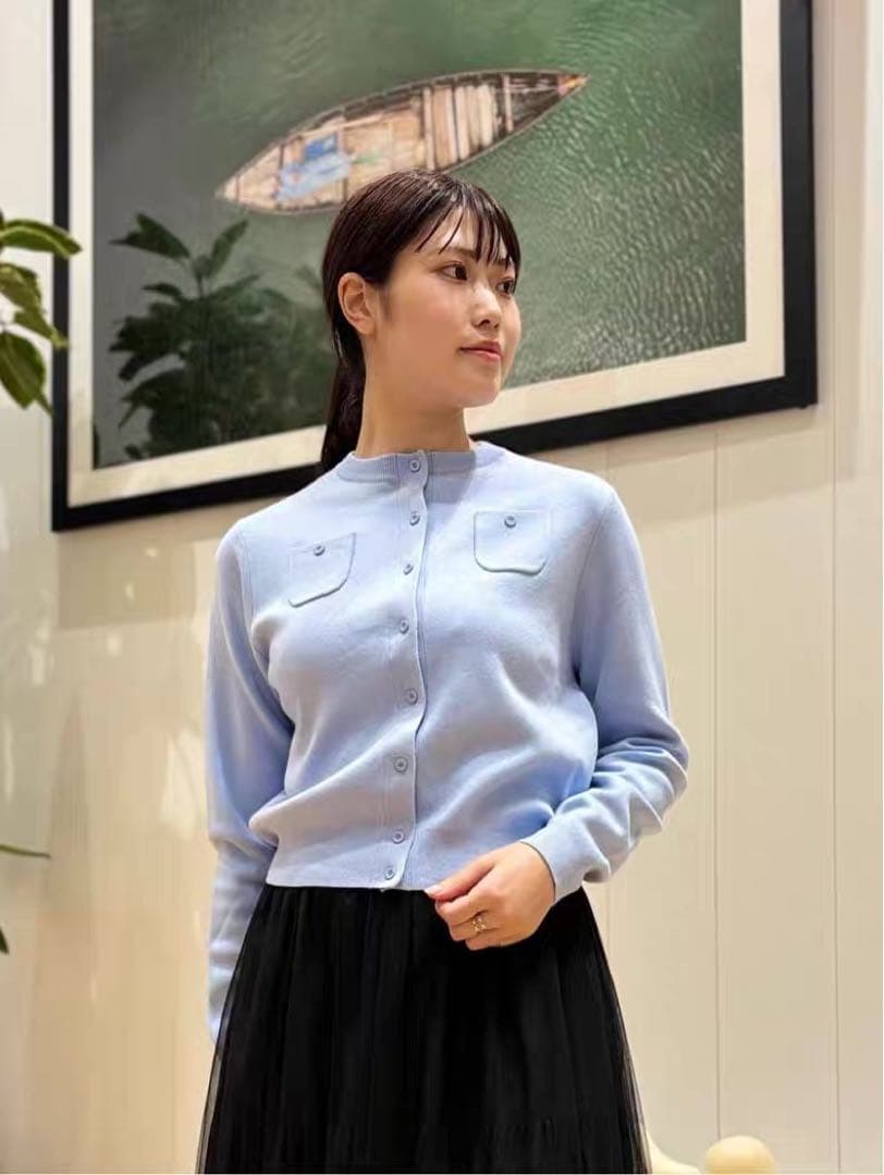 コットンカシミヤ クルーネックカーディガン63番 S 9号