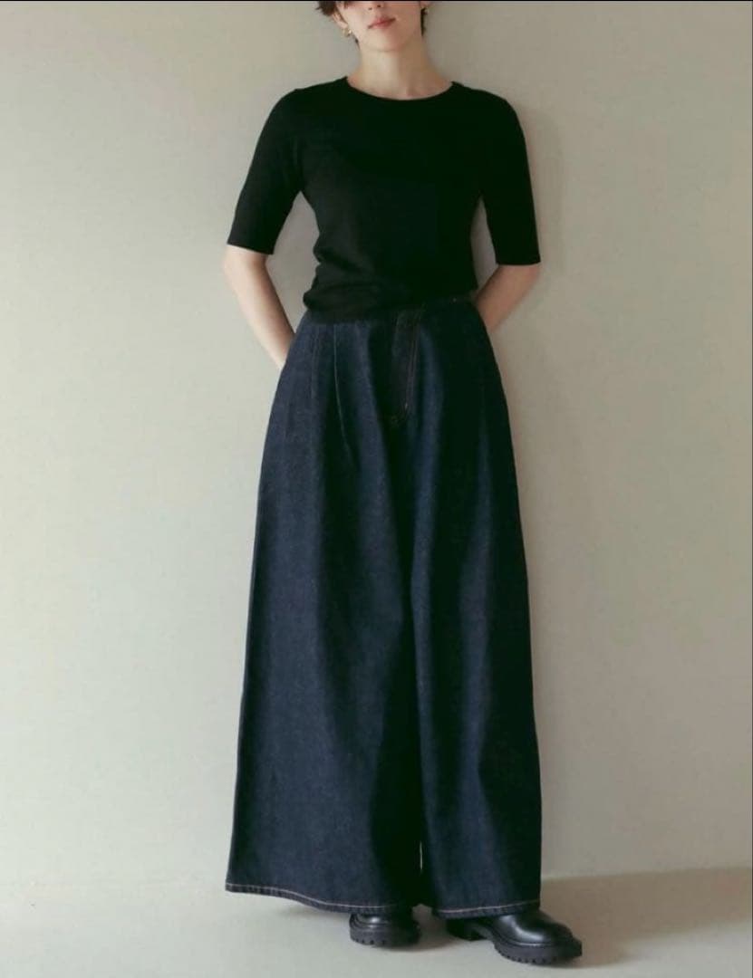 WWW！ETRETOKYO✖️EDWINコラボタックワイドデニムパンツS