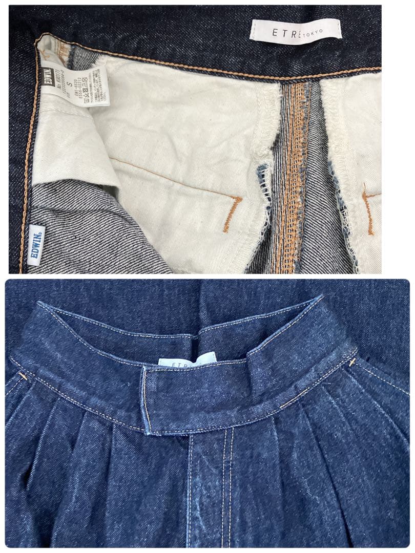 WWW！ETRETOKYO✖️EDWINコラボタックワイドデニムパンツS