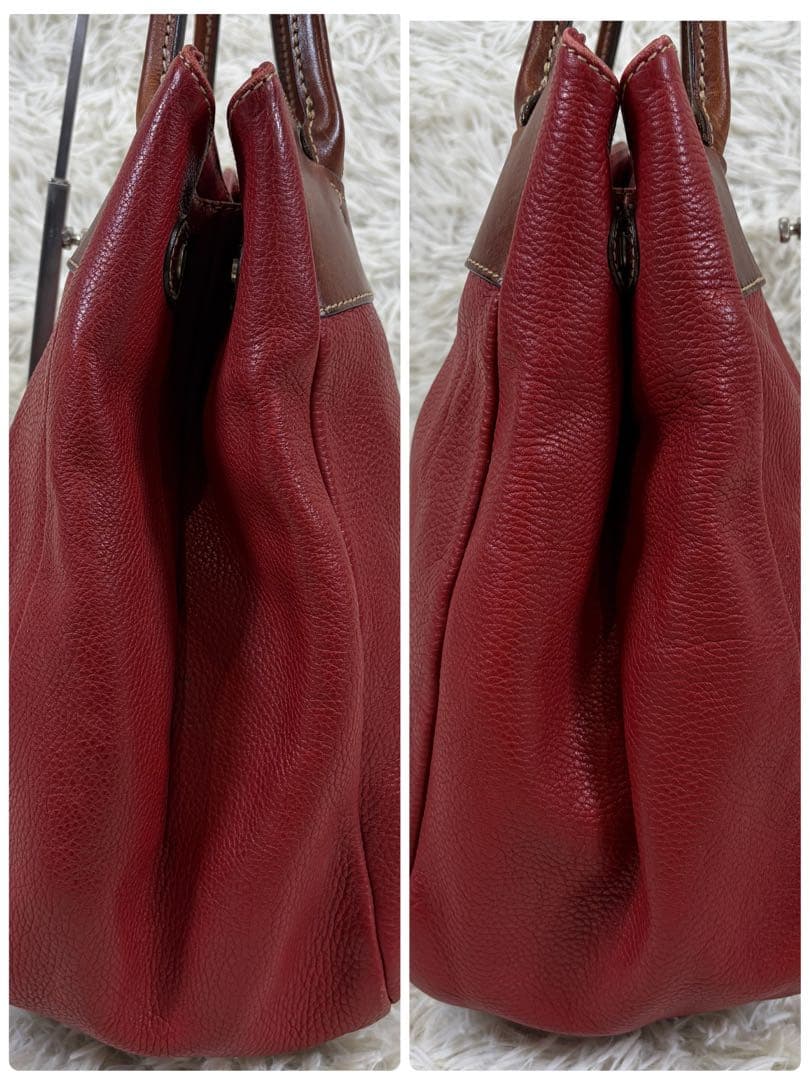 【美品】ダニエルアンドボブ パネルイントートバッグ シボ革 大容量 イタリア製赤