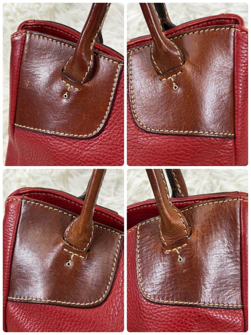 【美品】ダニエルアンドボブ パネルイントートバッグ シボ革 大容量 イタリア製赤