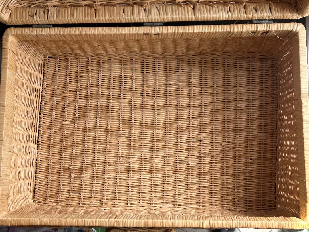 アンティーク　籐編みバスケット　カゴ　かご　パニエ　古道具　ビンテージ　トランク