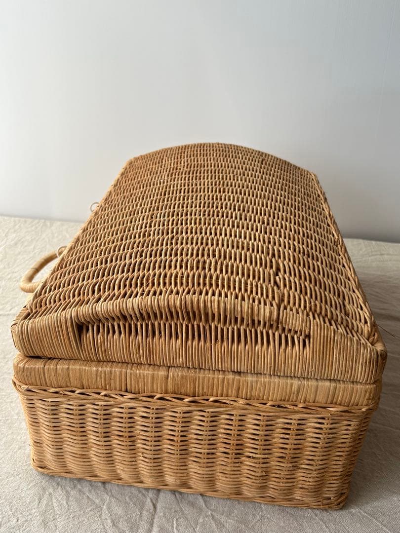アンティーク　籐編みバスケット　カゴ　かご　パニエ　古道具　ビンテージ　トランク