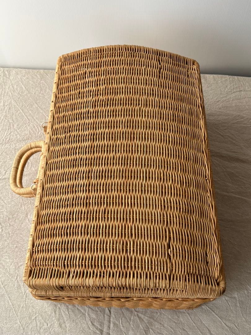 アンティーク　籐編みバスケット　カゴ　かご　パニエ　古道具　ビンテージ　トランク