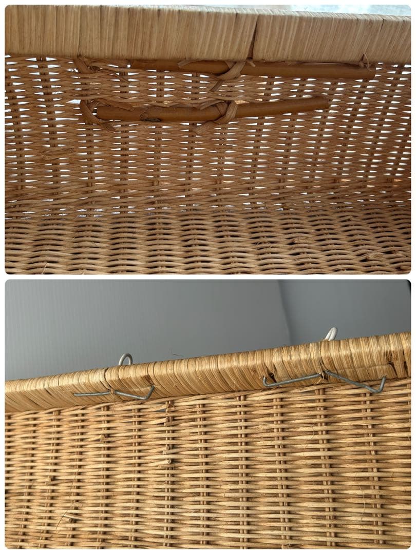 アンティーク　籐編みバスケット　カゴ　かご　パニエ　古道具　ビンテージ　トランク