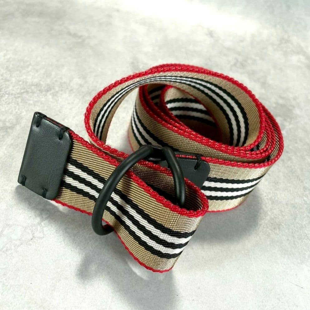 美品●BURBERRY ダブルDリング ベルト マルチカラー 約120cm