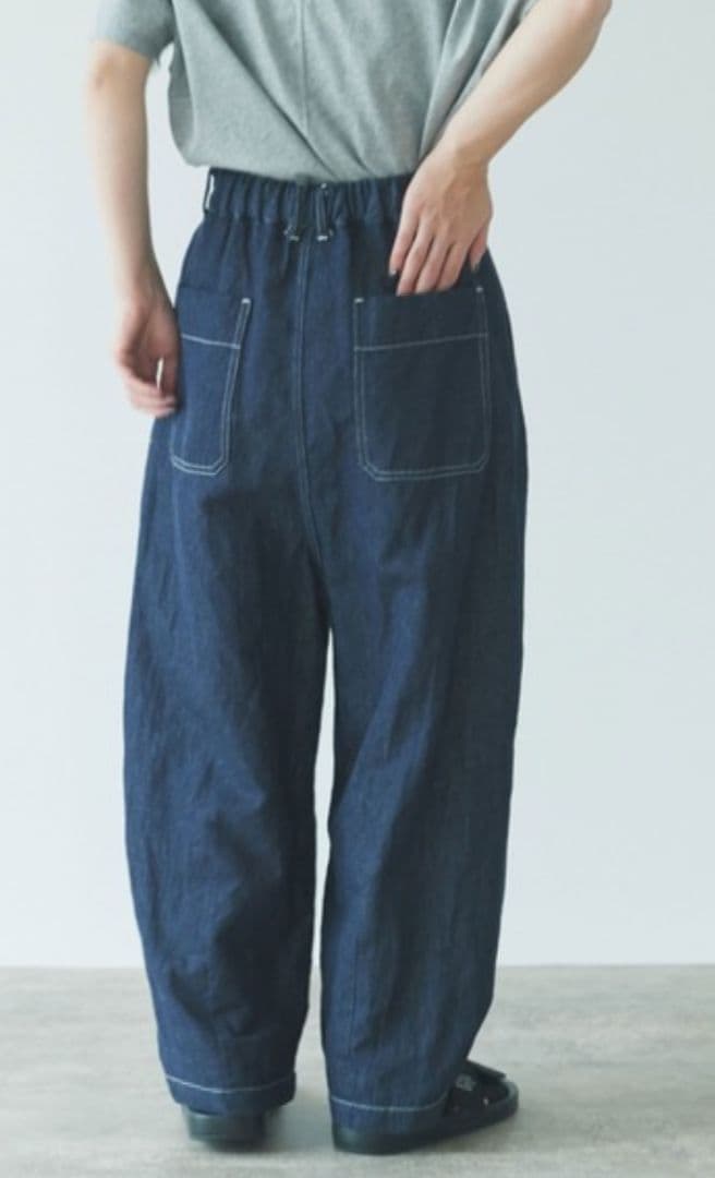 ネルすけ★yuni ユニ コットンリネン　デニムテーパードパンツ