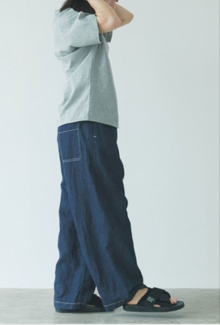 ネルすけ★yuni ユニ コットンリネン　デニムテーパードパンツ