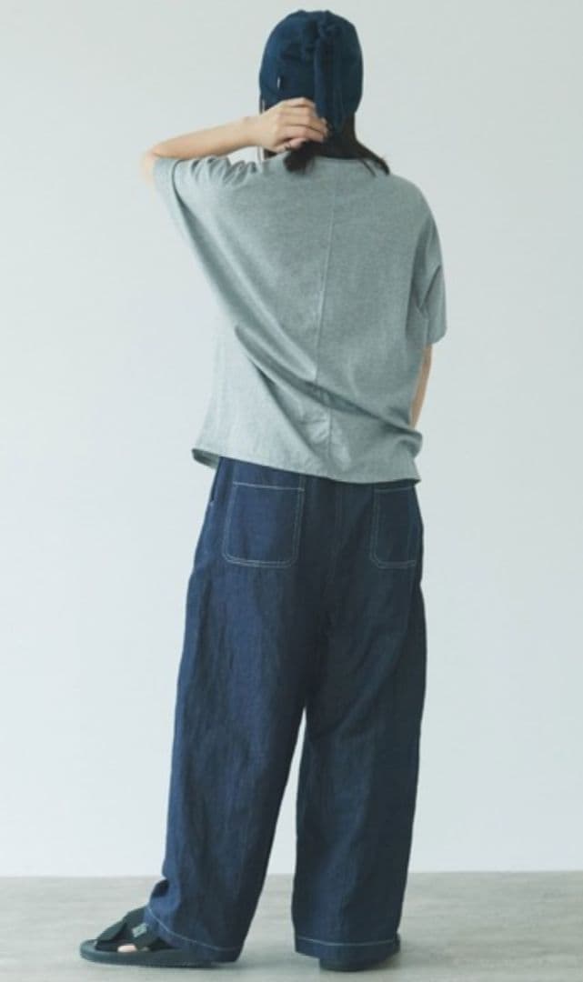 ネルすけ★yuni ユニ コットンリネン　デニムテーパードパンツ