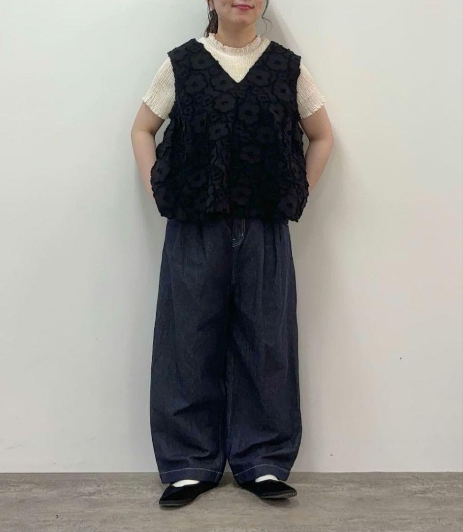 ネルすけ★yuni ユニ コットンリネン　デニムテーパードパンツ