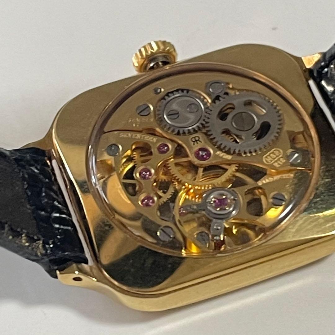 稼動品　希少　レビュートーメン　純正ベルト　3Pダイヤ　スケルトン　手巻き腕時計