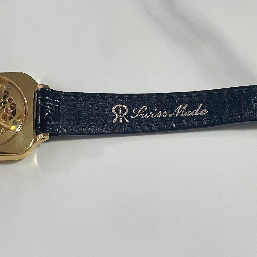 稼動品　希少　レビュートーメン　純正ベルト　3Pダイヤ　スケルトン　手巻き腕時計