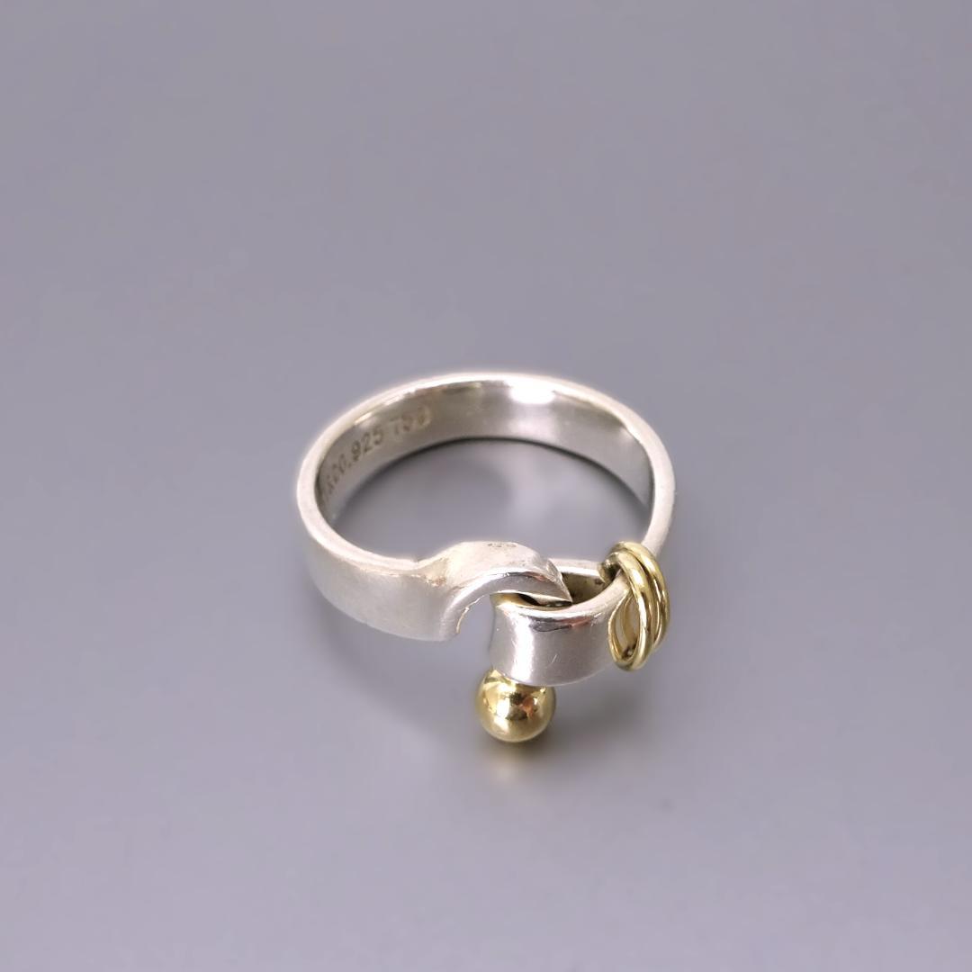 本物 美品 ■ティファニー■ 指輪 リング フック＆アイリング K18 925