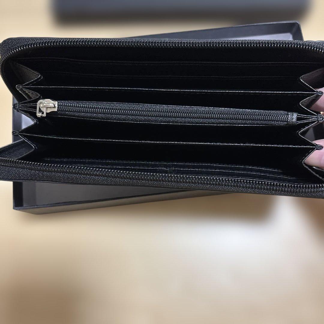 クロコダイル型押し 本革 ブラックレザー長財布