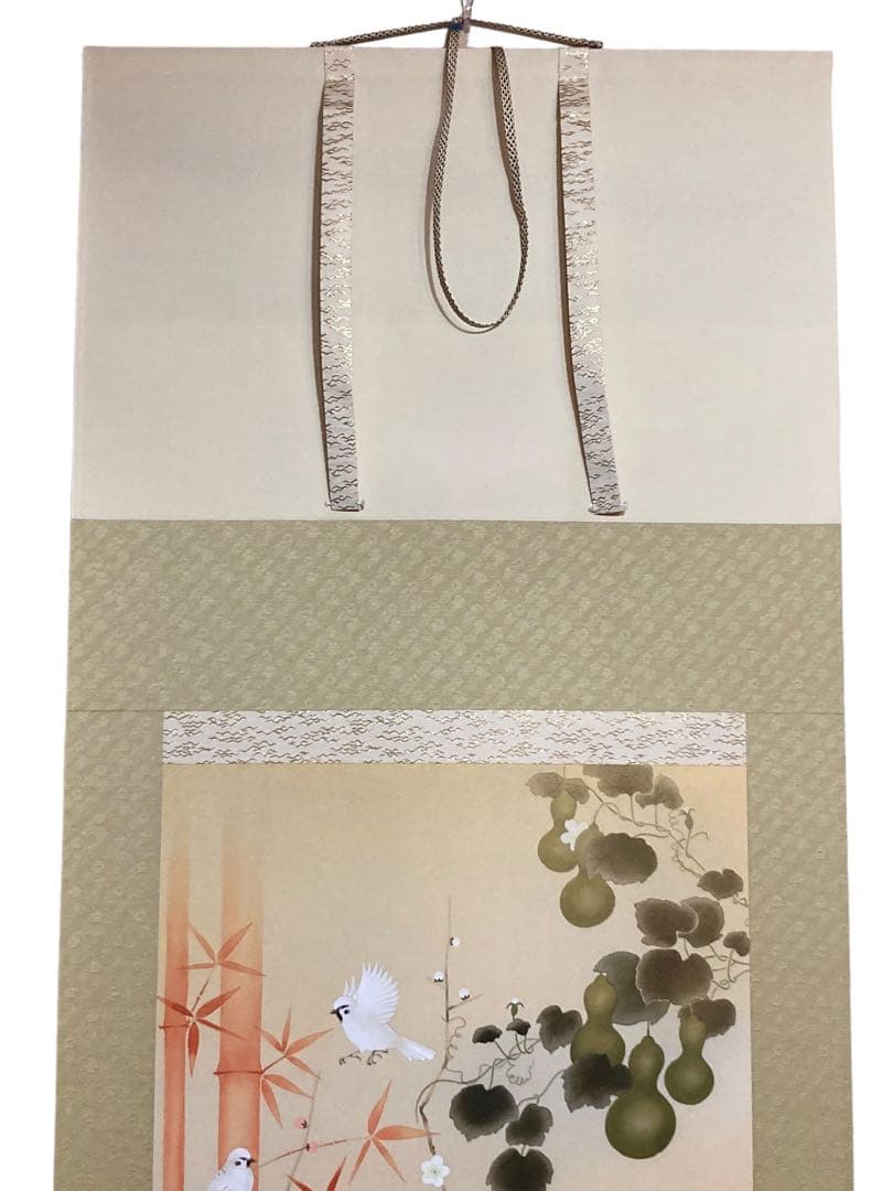 掛け軸 掛軸 吉祥四季開運之図 尺五 石田花堂 桐箱付き 床の間 和室 縁起