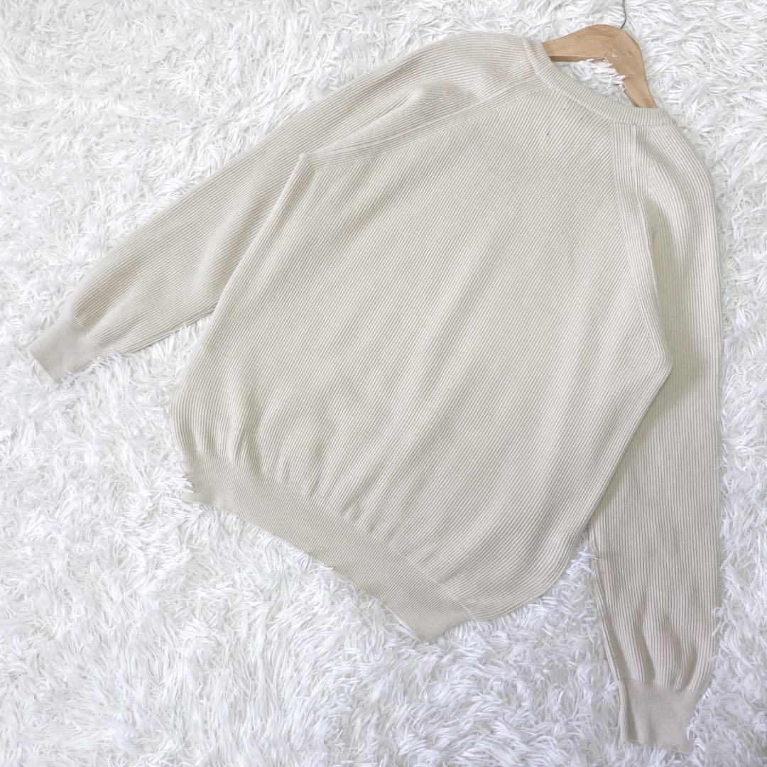 BATONER ラグランスリーブ　リブ　ニット　セーター　ベージュ ウール 1